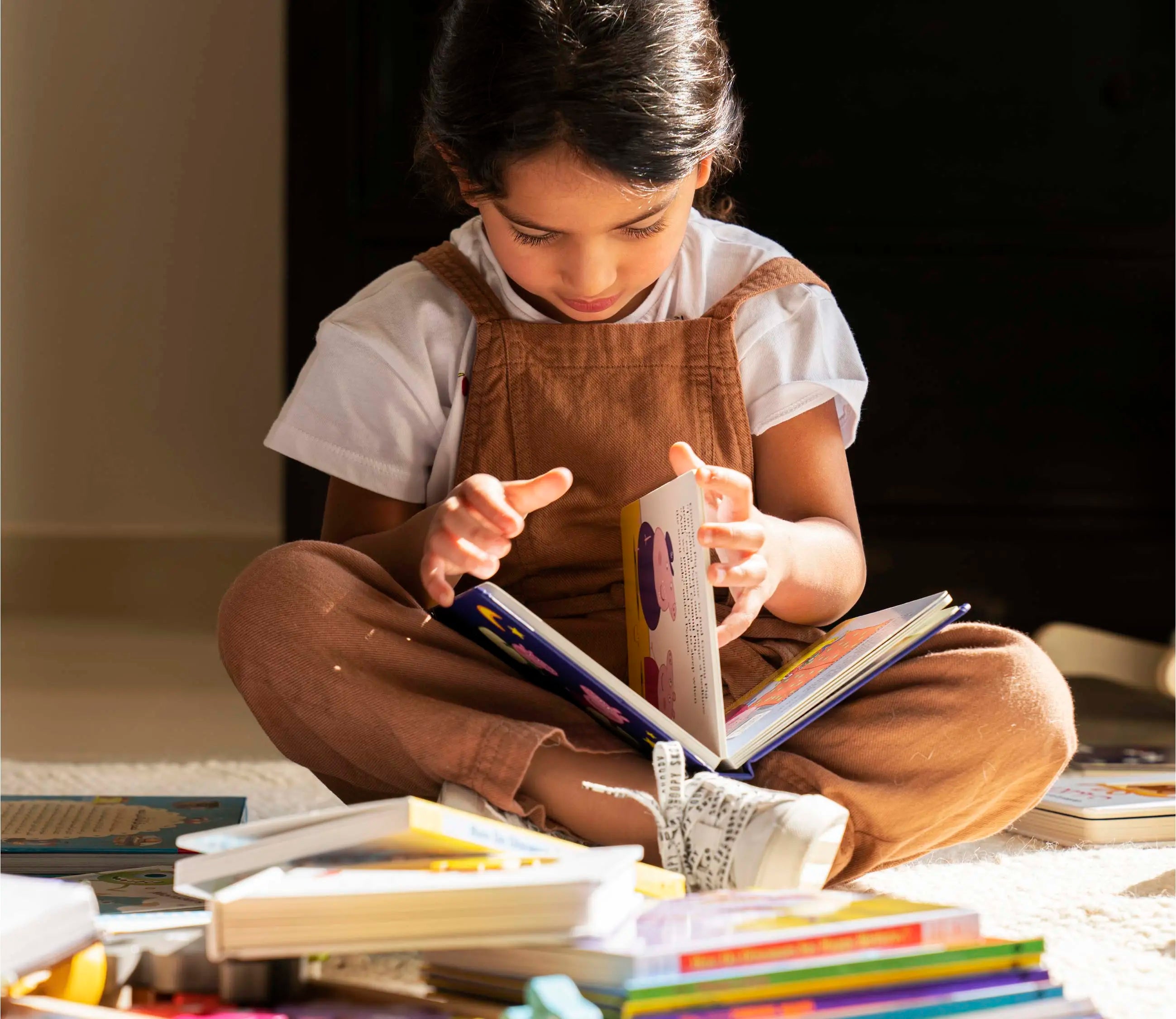 5 year old child reading book
